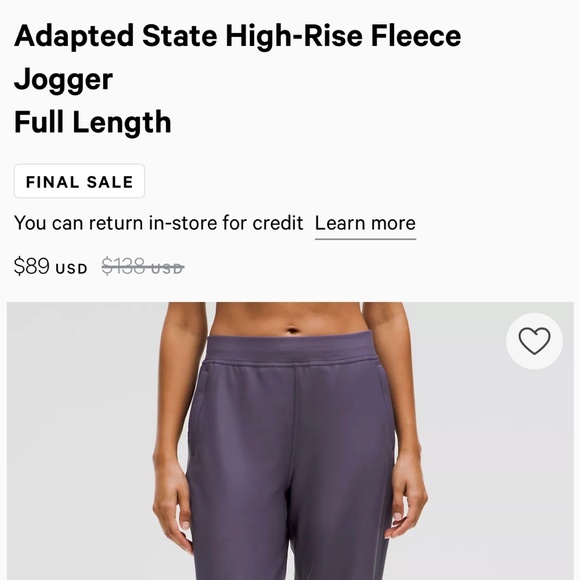 Lululemon Adapted State HR fleece jogger - Picture 1 of 4